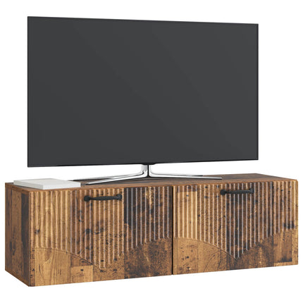 Väggmonterad TV-bänk Gammalt trä 98 x 31 x 30 cm