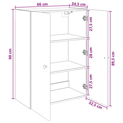 Väggmonterat skåp Svart 66 x 34,5 x 90 cm Konstruerat trä