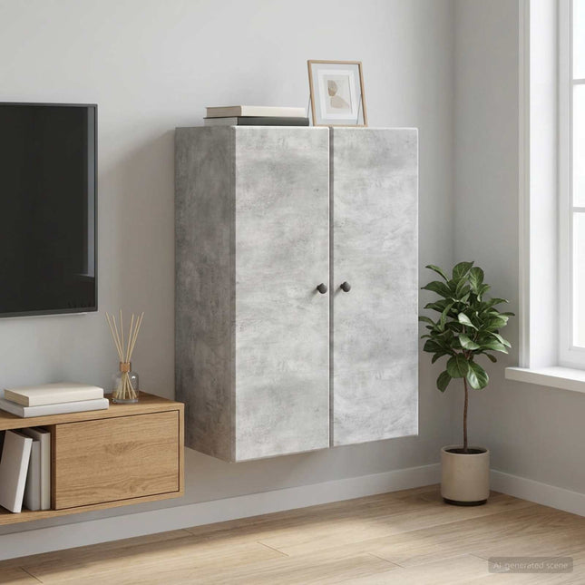 Väggmonterat skåp 66 x 34,5 x 90 cm Konstruerat trä Betonggrå