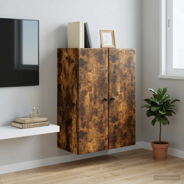 Väggmonterat skåp 66 x 34,5 x 90 cm Konstruerat trä Rökt ek