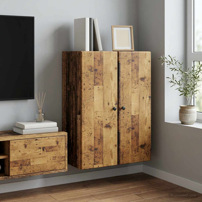 Väggmonterat skåp 66 x 34,5 x 90 cm Konstruerat trä Gammalt trä