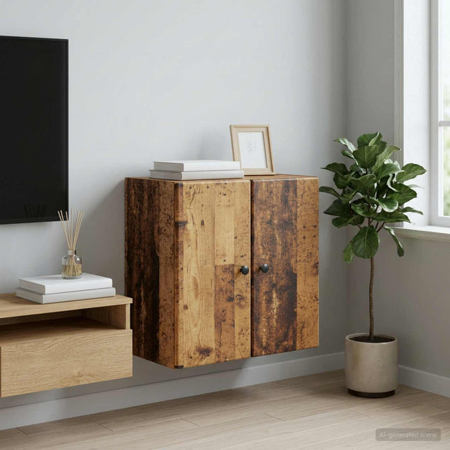 Väggmonterat skåp 59 x 31 x 60 cm Konstruerat trä Gammalt trä