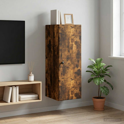 Väggmonterat skåp Rökt ek 33 x 34,5 x 90 cm Konstruerat trä