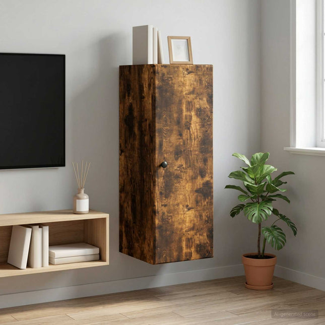 Väggmonterat skåp 33 x 34,5 x 90 cm Konstruerat trä Rökt ek
