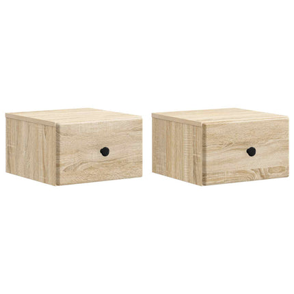 Väggmonterat Sängbord 2 st Sonoma-ek 34,5 x 33 x 20 cm