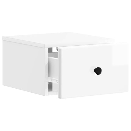 Väggmonterat Sängbord 2 pcs Vit högglans 34,5 x 33 x 20 cm