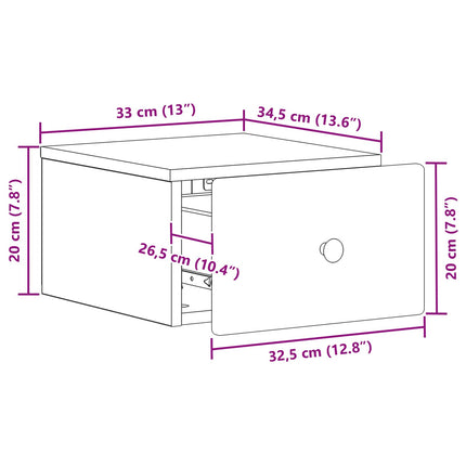 Väggmonterat Sängbord 2 pcs Vit högglans 34,5 x 33 x 20 cm