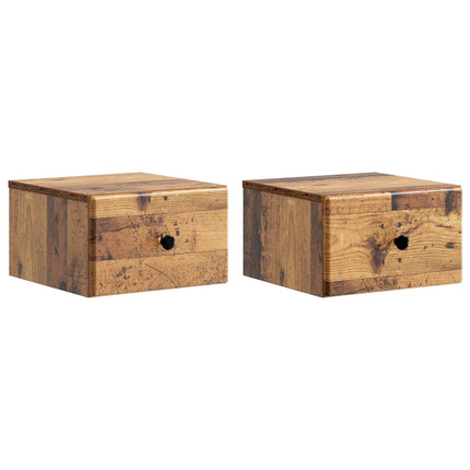 Väggmonterat Sängbord 2 pcs Gammalt trä 34,5 x 33 x 20 cm
