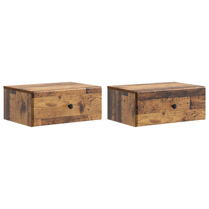 Väggmonterat Sängbord 2 st Gammalt trä 49 x 34,5 x 20 cm