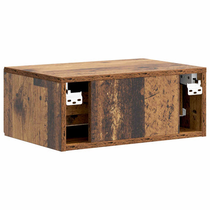 Väggmonterat Sängbord 2 pcs Gammalt trä 49 x 34,5 x 20 cm