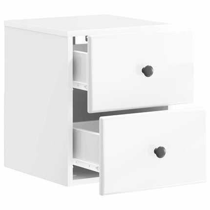 Väggmonterat Sängbord 2 pcs Vit högglans 34,5 x 33 x 40 cm