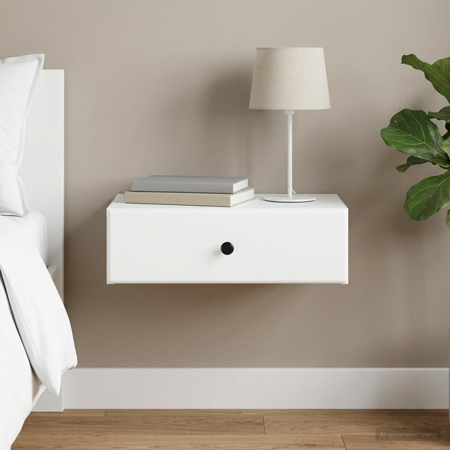 Väggmonterad sidobord Vit 59 x 34,5 x 17 cm Konstruerat trä