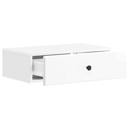 Väggmonterad sidobord Vit högglans 59 x 34,5 x 17 cm