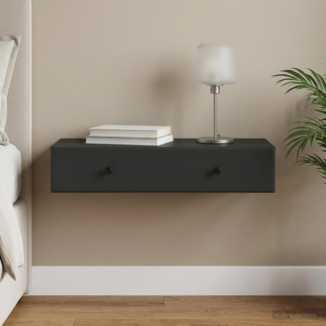 Väggmonterad sidobord Svart 87,5 x 34,5 x 17 cm Konstruerat trä