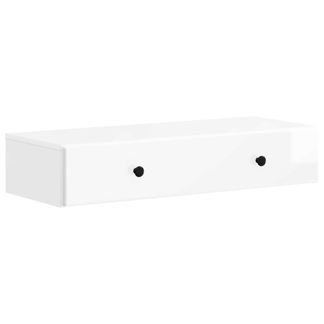 Väggmonterad sidobord Vit högglans 87,5 x 34,5 x 17 cm