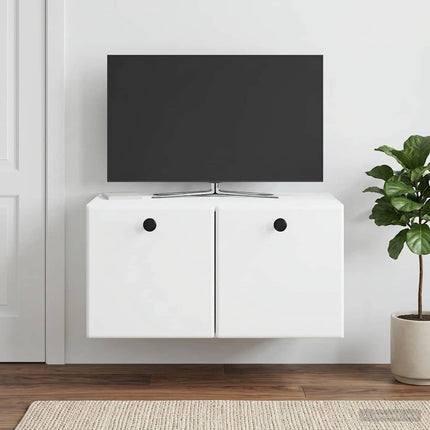 Väggmonterad TV-bänk 59,5 x 41 x 30 cm Vit Konstruerat trä