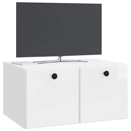 Väggmonterad TV-bänk 59,5 x 41 x 30 cm Vit högglans