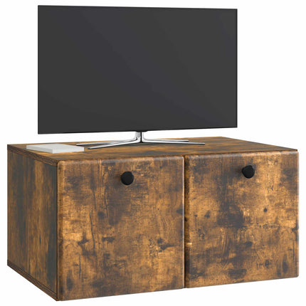 Väggmonterad TV-bänk 59,5 x 41 x 30 cm Rökt ek Konstruerat trä