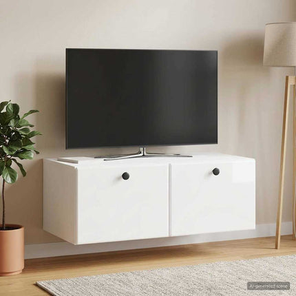 Väggmonterad TV-bänk 78,5 x 41 x 30 cm Vit högglans