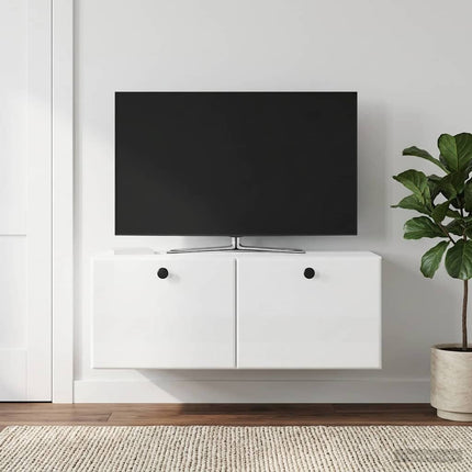 Väggmonterad TV-bänk 78,5 x 41 x 30 cm Vit högglans