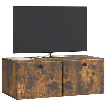 Väggmonterad TV-bänk 78,5 x 41 x 30 cm Rökt ek Konstruerat trä
