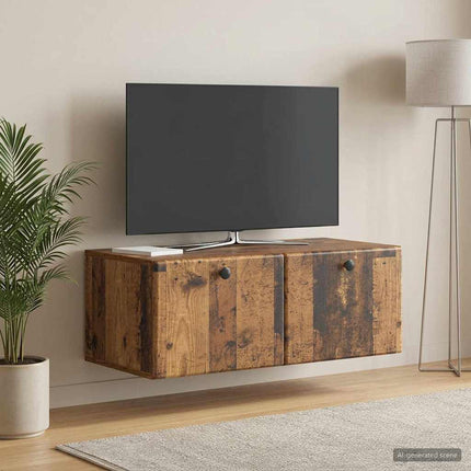 Väggmonterad TV-bänk 78,5 x 41 x 30 cm Gammalt trä