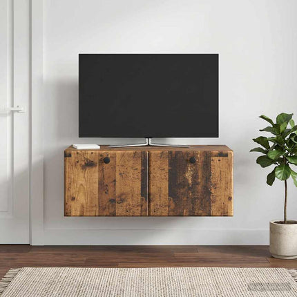 Väggmonterad TV-bänk 78,5 x 41 x 30 cm Gammalt trä