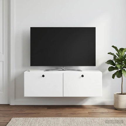 Väggmonterad TV-bänk 98 x 41 x 30 cm Vit Konstruerat trä