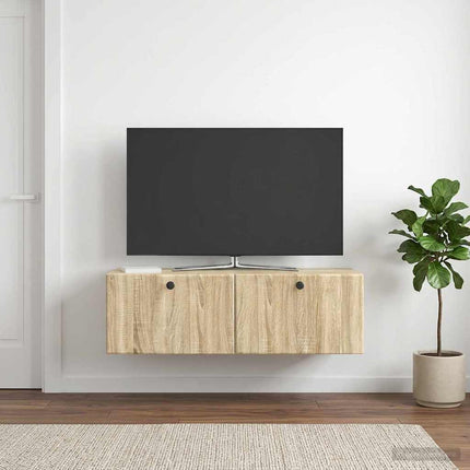 Väggmonterad TV-bänk 98 x 41 x 30 cm Sonoma-ek Konstruerat trä