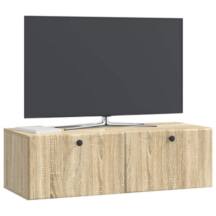 Väggmonterad TV-bänk 98 x 41 x 30 cm Sonoma-ek Konstruerat trä