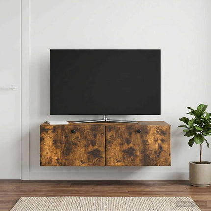 Väggmonterad TV-bänk 98 x 41 x 30 cm Rökt ek Konstruerat trä
