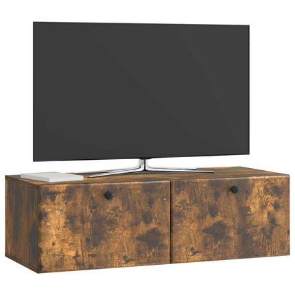 Väggmonterad TV-bänk 98 x 41 x 30 cm Rökt ek Konstruerat trä