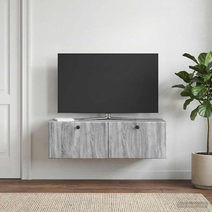 Väggmonterad TV-bänk 98 x 41 x 30 cm Grå Sonoma Konstruerat trä