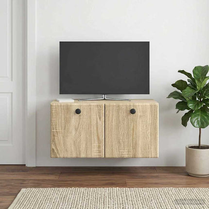 Väggmonterad TV-bänk 59,5 x 31 x 30 cm Sonoma-ek
