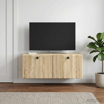 Väggmonterad TV-bänk 78,5 x 31 x 30 cm Sonoma-ek