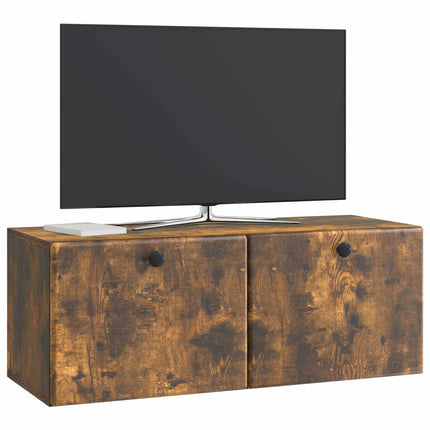 Väggmonterad TV-bänk 78,5 x 31 x 30 cm Rökt ek Konstruerat trä