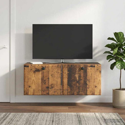 Väggmonterad TV-bänk 78,5 x 31 x 30 cm Gammalt trä