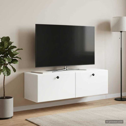 Väggmonterad TV-bänk 98 x 31 x 30 cm Vit Konstruerat trä