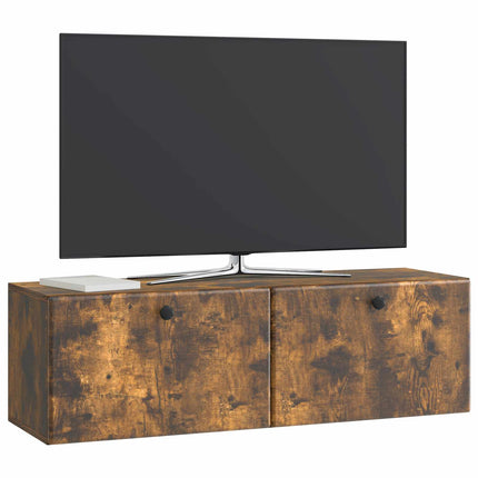 Väggmonterad TV-bänk 98 x 31 x 30 cm Rökt ek Konstruerat trä