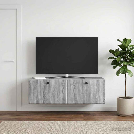 Väggmonterad TV-bänk 98 x 31 x 30 cm Grå Sonoma Konstruerat trä