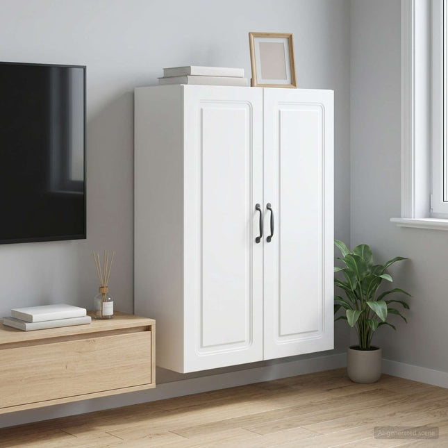 Väggmonterat skåp 66 x 34,5 x 90 cm Konstruerat trä Vit