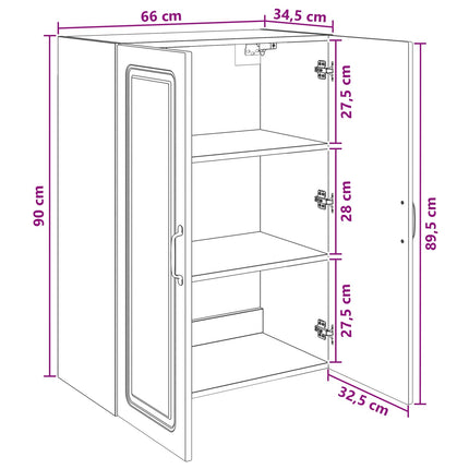 Väggmonterat skåp Vit 66 x 34,5 x 90 cm Konstruerat trä