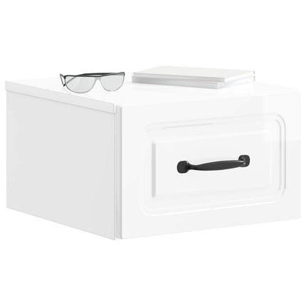 Väggmonterat Sängbord 2 pcs Vit högglans 34,5 x 33 x 20 cm