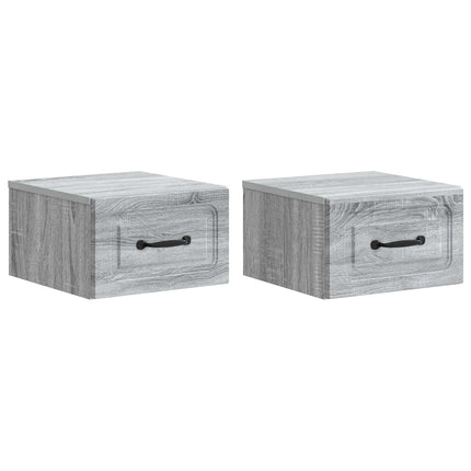 Väggmonterat Sängbord 2 pcs Grå sonoma-ek 34,5 x 33 x 20 cm