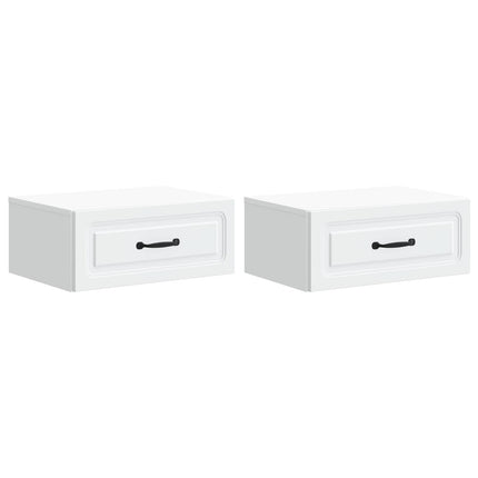 Väggmonterat Sängbord med låda 2 pcs Vit 49 x 34,5 x 20 cm
