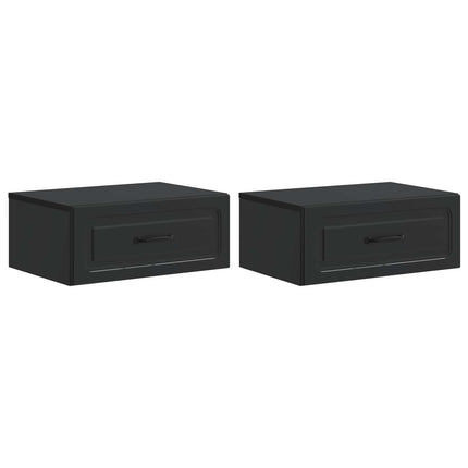 Väggmonterat Sängbord med låda 2 pcs Svart 49 x 34,5 x 20 cm