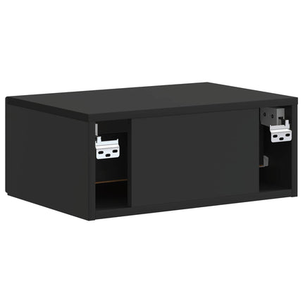 Väggmonterat Sängbord med låda 2 pcs Svart 49 x 34,5 x 20 cm