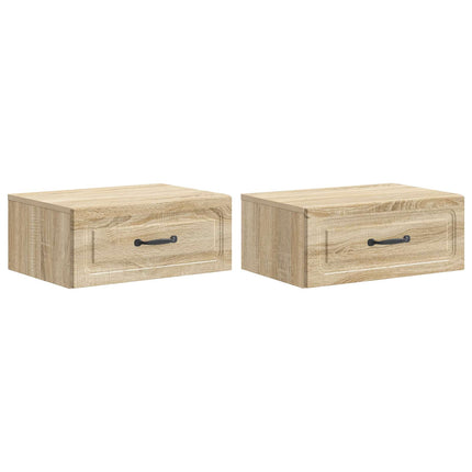 Väggmonterat Sängbord 2 pcs Sonoma-ek 49 x 34,5 x 20 cm
