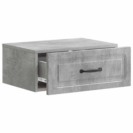 Väggmonterat Sängbord med låda Betonggrå 49 x 34,5 x 20 cm