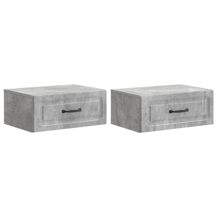 Väggmonterat Sängbord 2 pcs Betonggrå 49 x 34,5 x 20 cm